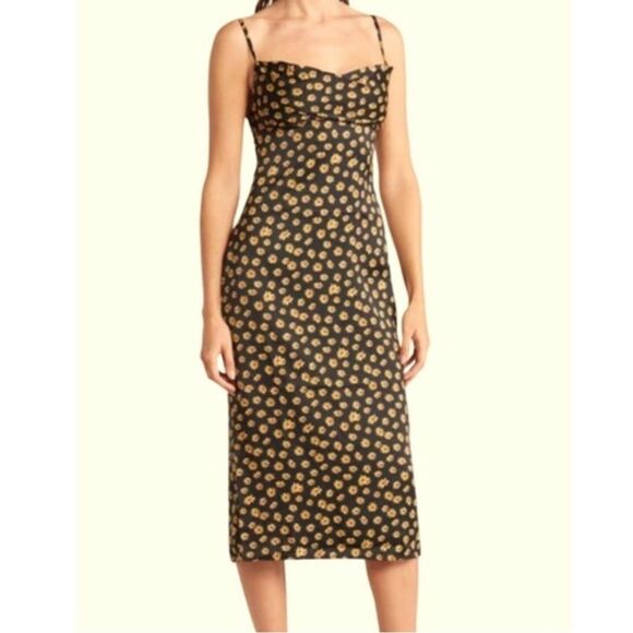 NEW WeWoreWhat cowl midi disty daisies Sundress size 6 - Picture 1 of 7